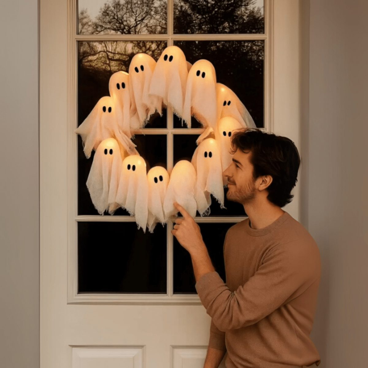 PhantomGlow LED věnec: Strašidelná halloweenová magie pro atmosférickou dekoraci