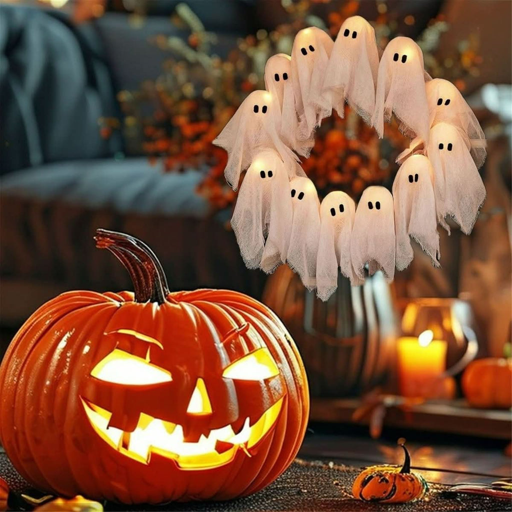 PhantomGlow LED věnec: Strašidelná halloweenová magie pro atmosférickou dekoraci
