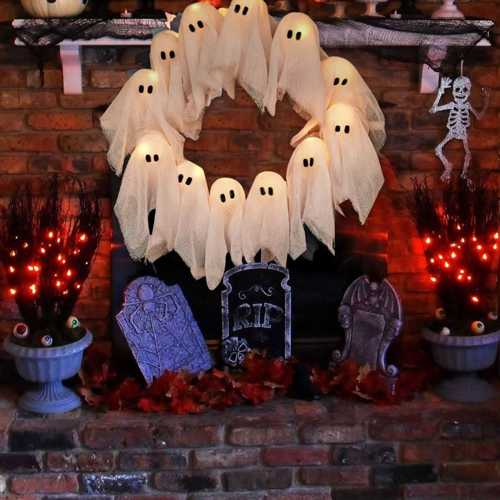 PhantomGlow LED věnec: Strašidelná halloweenová magie pro atmosférickou dekoraci