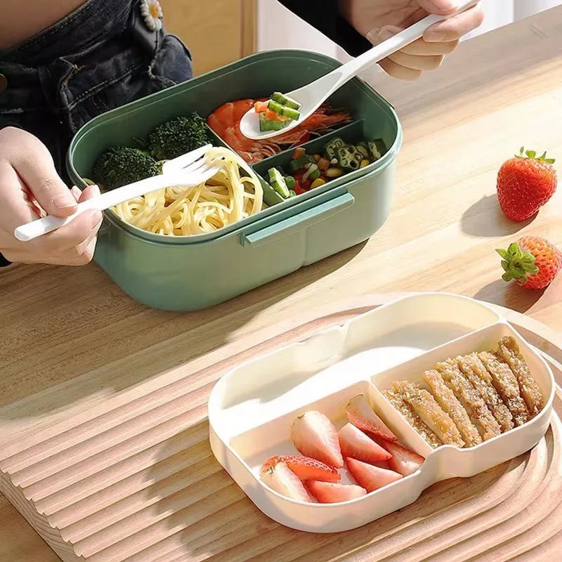 DuoBento Two-Tier Lunch Box With Cutlery For Daily Use