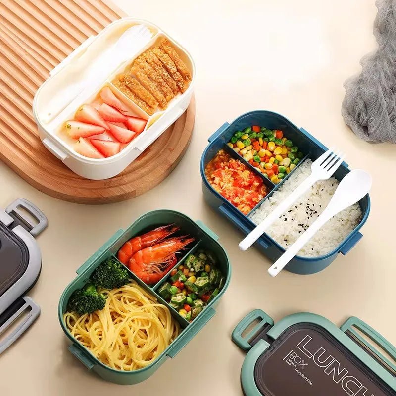 DuoBento Two-Tier Lunch Box With Cutlery For Daily Use