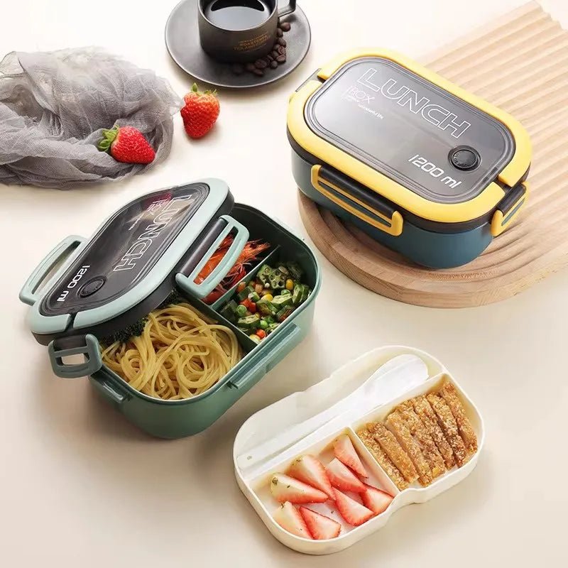 DuoBento Two-Tier Lunch Box With Cutlery For Daily Use