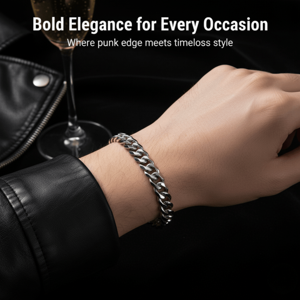 NovaForge Armored Chain Stainless Steel Bracelet With Adjustable Design