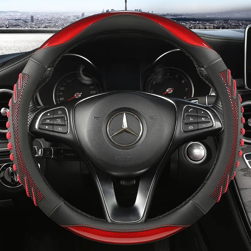GripFlow Premium Honeycomb Leather Steering Wheel Cover Non Slip Ergonomic