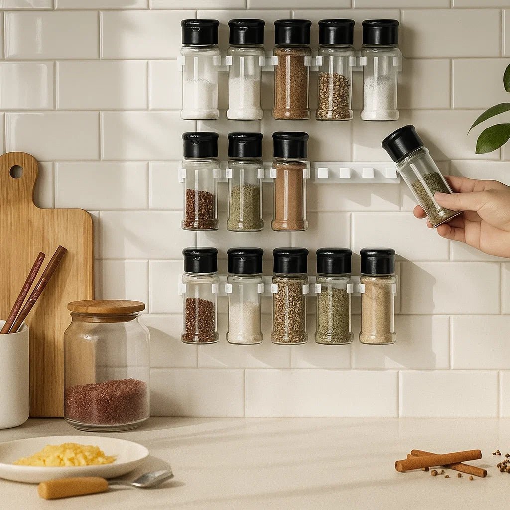 SpiceGrip Wandmontiertes Gewürzregal, selbstklebend für eine aufgeräumtere Küche