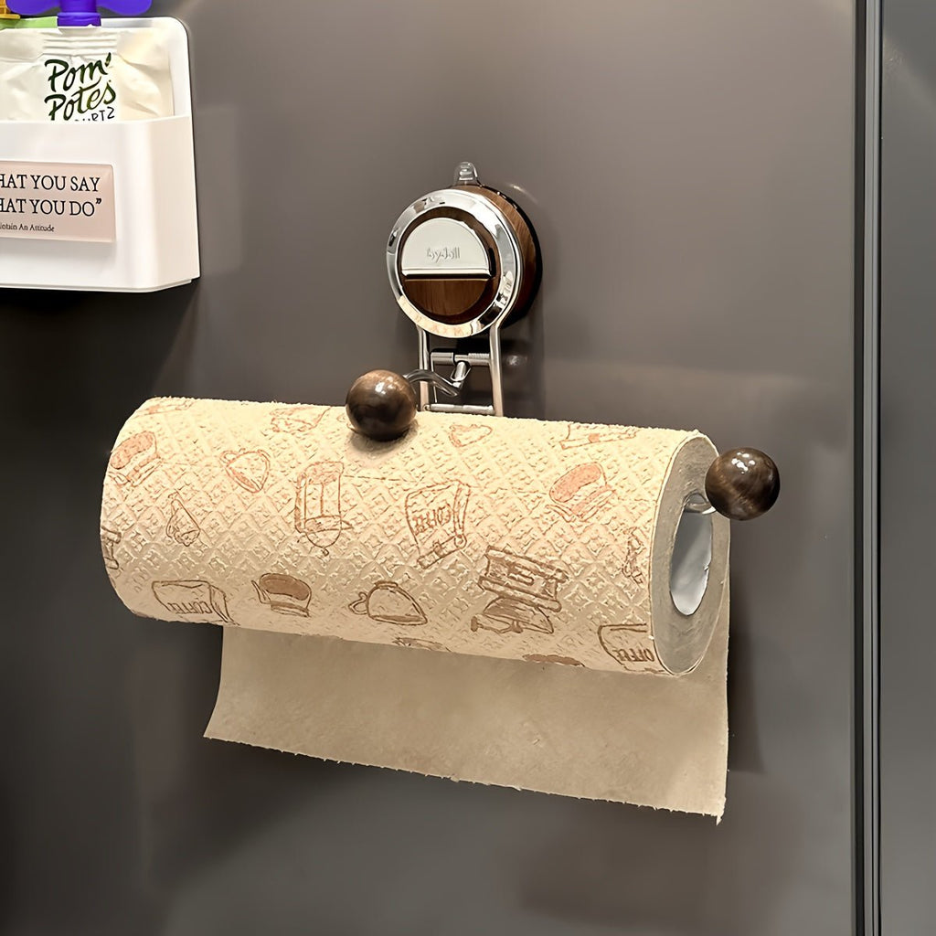 FlexGrip Drill Free Stainless Steel Kitchen Paper Towel Holder With Reusable Suction