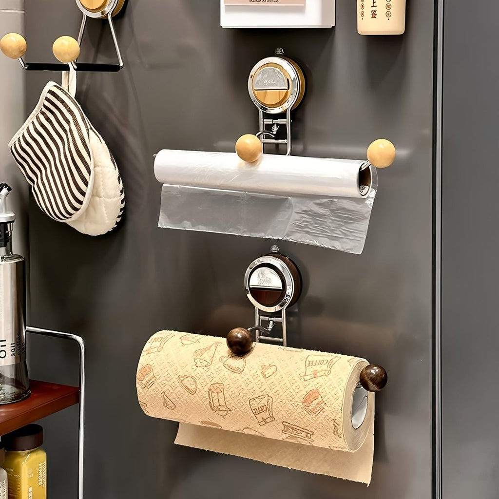 FlexGrip Drill Free Stainless Steel Kitchen Paper Towel Holder With Reusable Suction