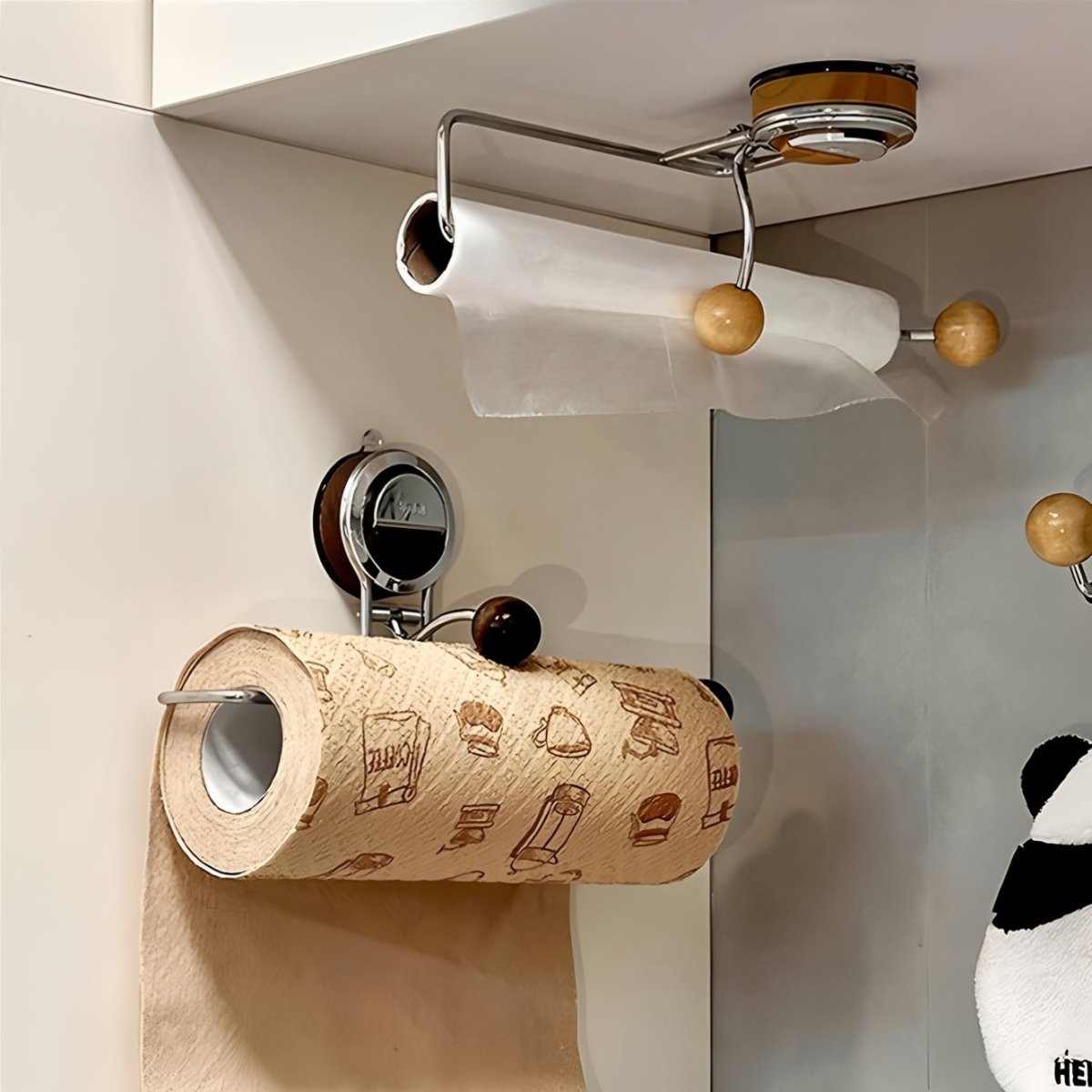 FlexGrip Drill Free Stainless Steel Kitchen Paper Towel Holder With Reusable Suction
