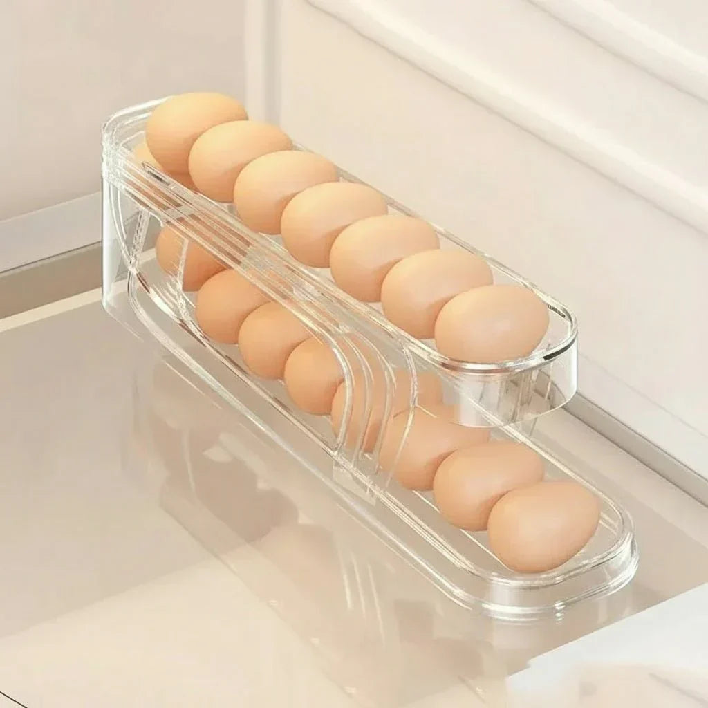 EggFlow Two-Tier Automatic Rolling Egg Organizer for Refrigerators