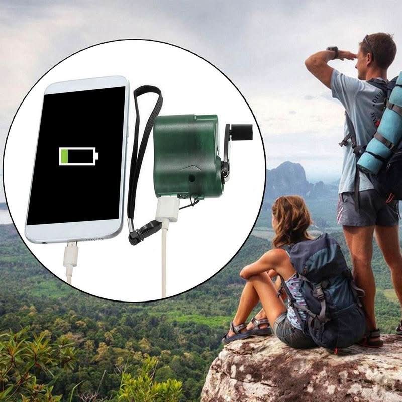 PulseCharge Tragbares Handkurbel-Notladegerät mit USB und LED