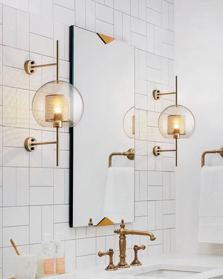 Alora Honeycomb Wall Sconce in Brass and Glass