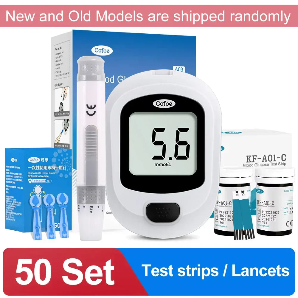 Blutzuckermessgerät-Set – Diabetes-Glukometer mit Teststreifen und Lanzetten | Fervei