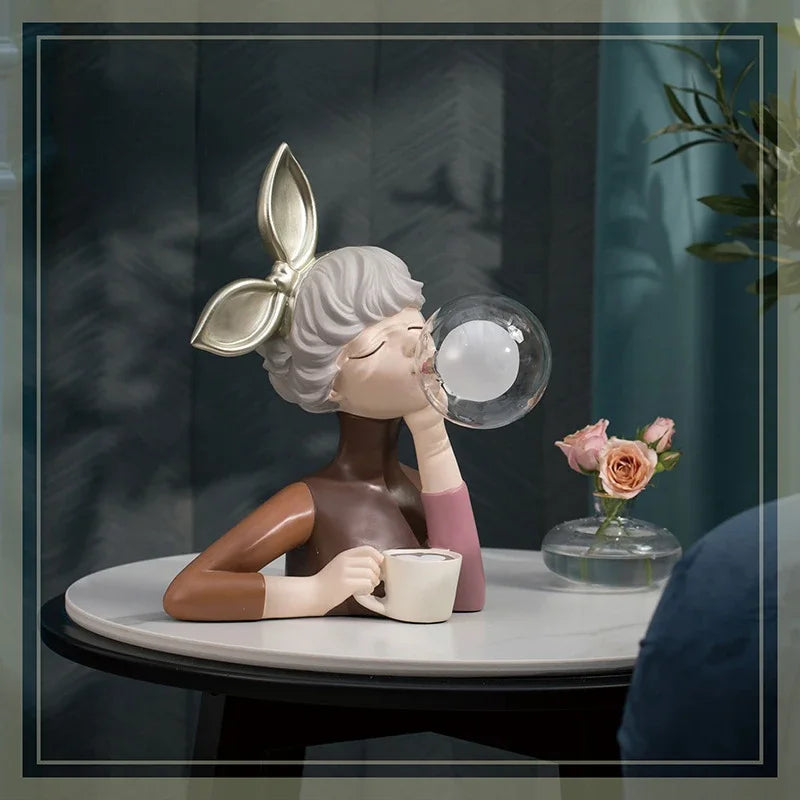 Bubble Girls Cartoon Nightlight Statue Lamp Collection For Playful Home Decor