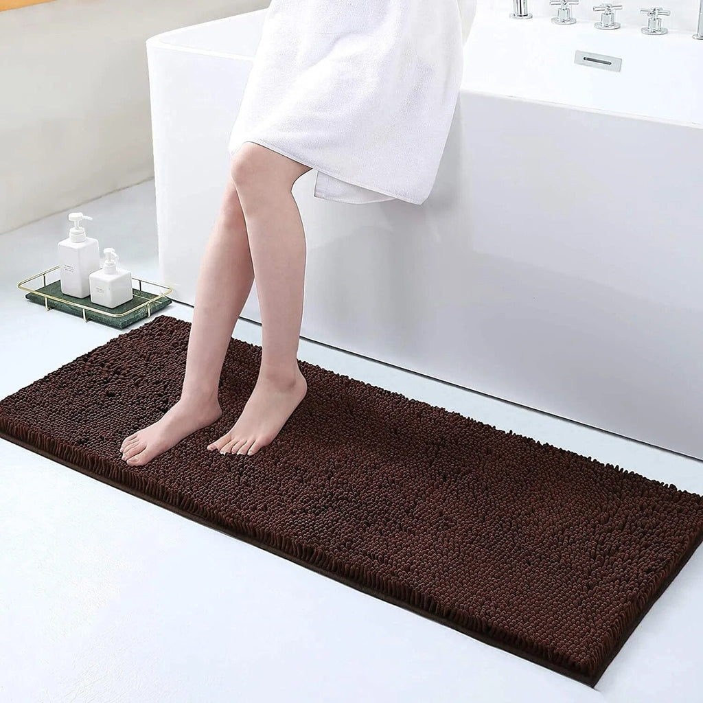 Soft Absorbent Bath Rug With Thick Backing And Non Slip Grip