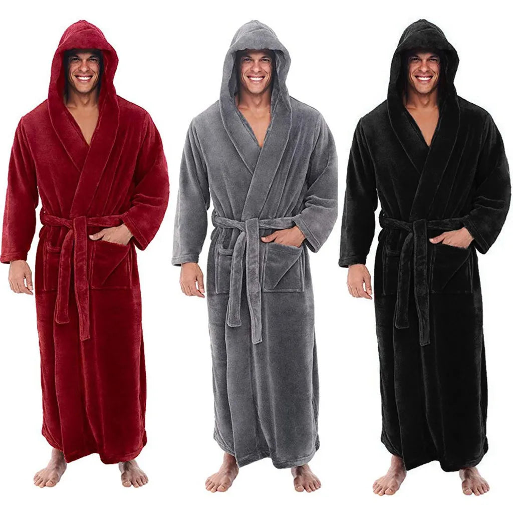 HoodedChill Men's Cozy Bathrobe For Home Comfort In Winter