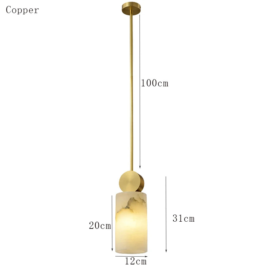 AuroraStone Kolekcja marmurowych, miedzianych lamp wiszących LED
