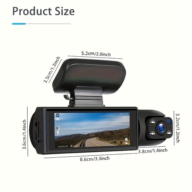 1080P WiFi Dual Dash Cam With Front and Interior IR Night Vision and Loop Recording | Fervei