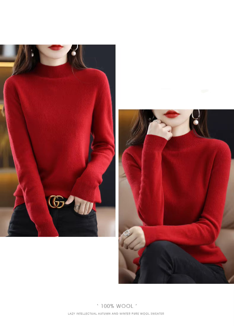 Aurora Kvinders 100% Ren Uld Cashmere Sweater til Efterår og Vinter | Fervei