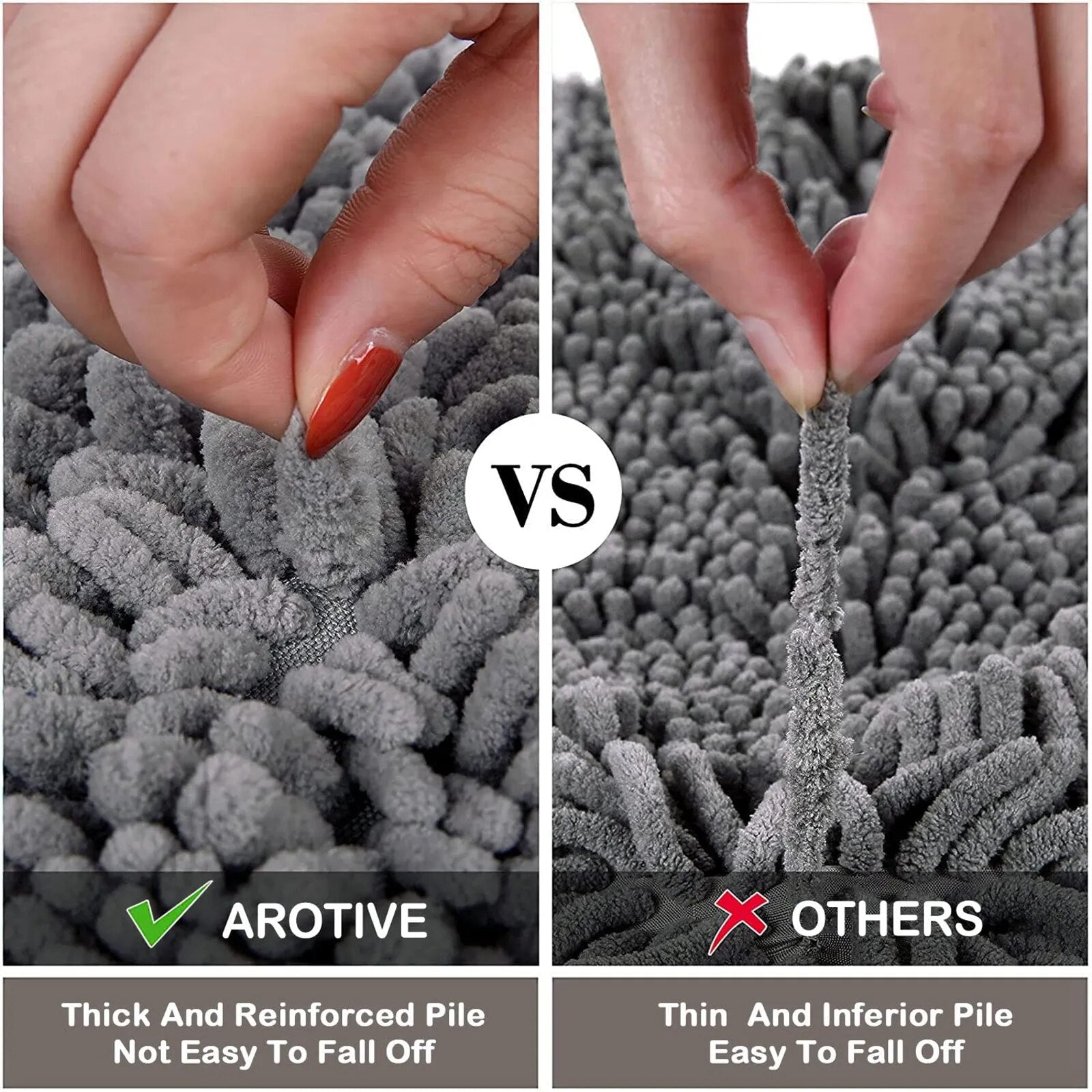 Soft Absorbent Bath Rug With Thick Backing And Non Slip Grip