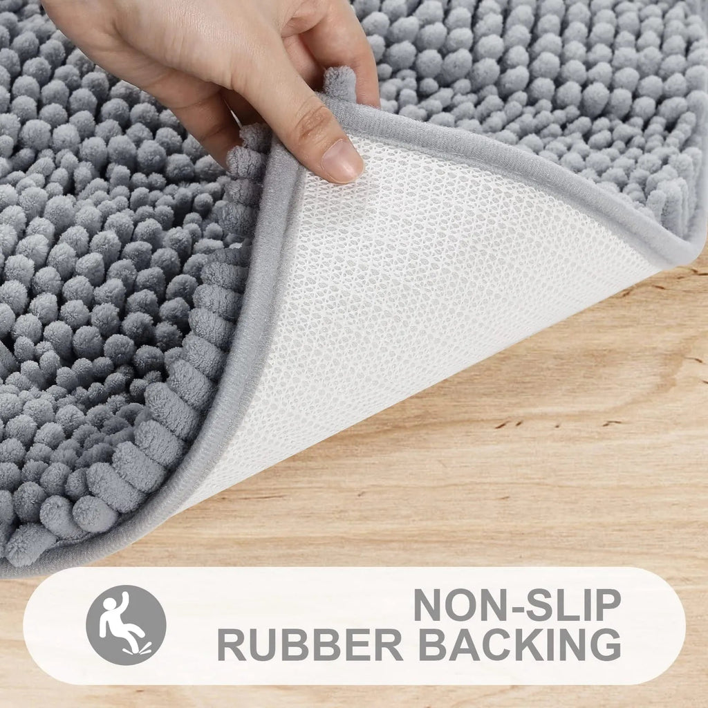 Soft Absorbent Bath Rug With Thick Backing And Non Slip Grip