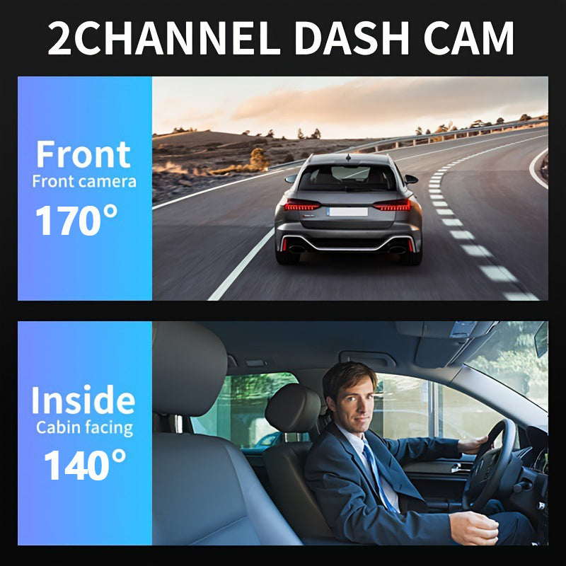 1080P WiFi Dual Dash Cam With Front and Interior IR Night Vision and Loop Recording | Fervei