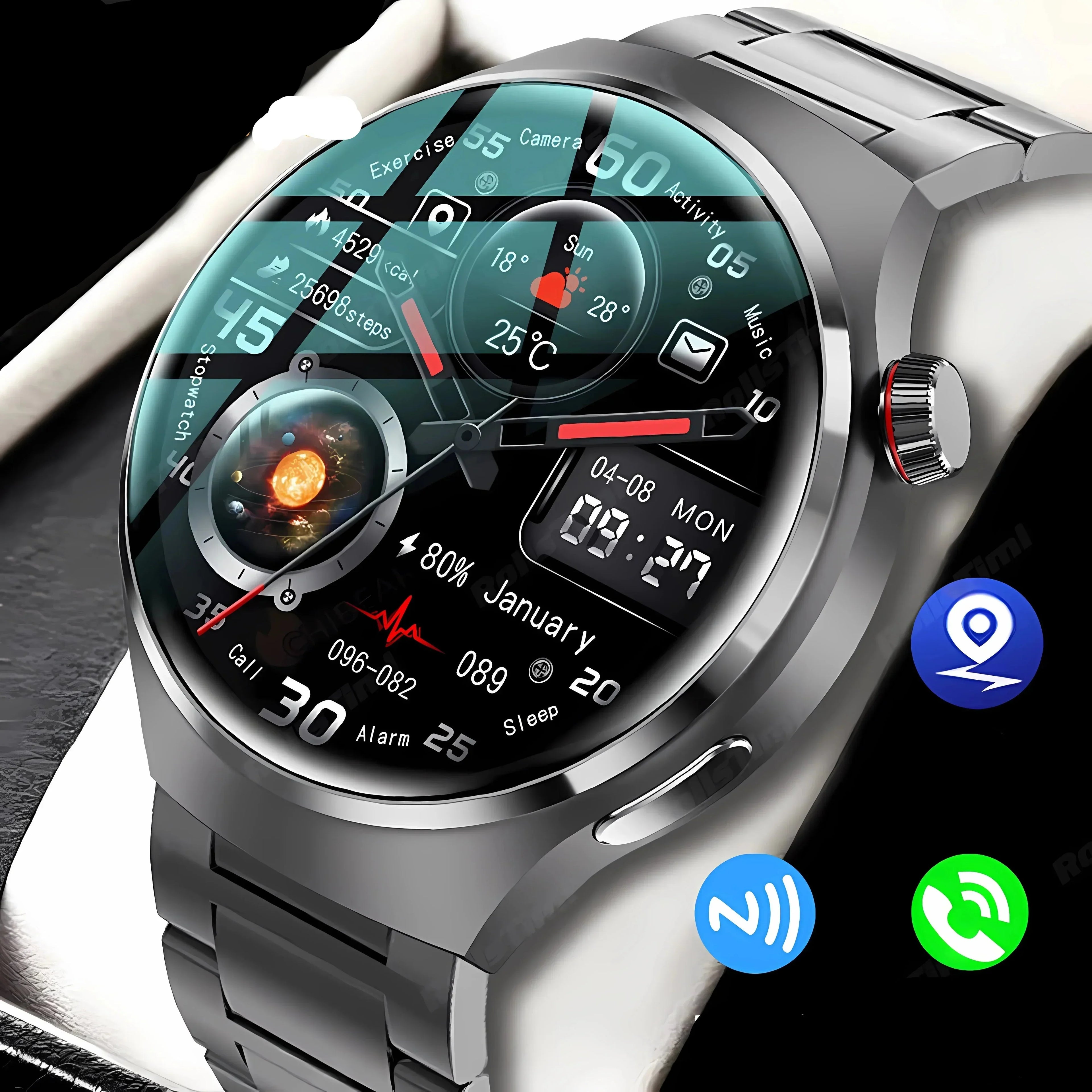 Montre connectée Ares Pro 2024 – NFC, moniteur de santé, GPS et appels Bluetooth | Fervei