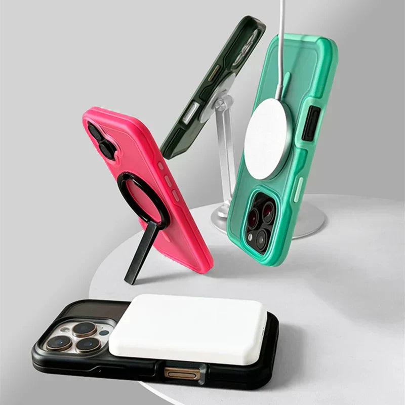 Neon beskyttelsesetui til iPhone med skridsikkert greb og magnetisk bagside