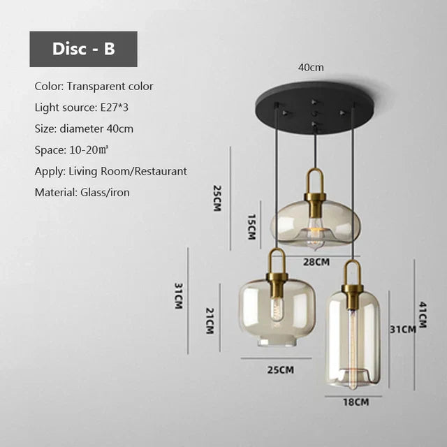 Suspension Industrielle en Verre pour Intérieurs Modernes et Salons