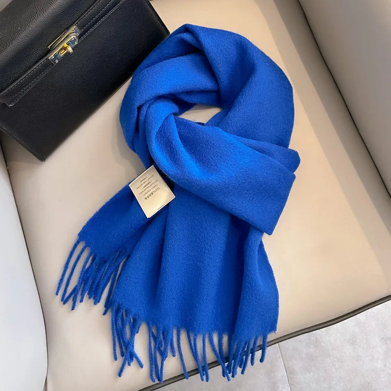 Lyvara vlněná zimní šála unisex, teplá, jednobarevná, měkká a pohodlná