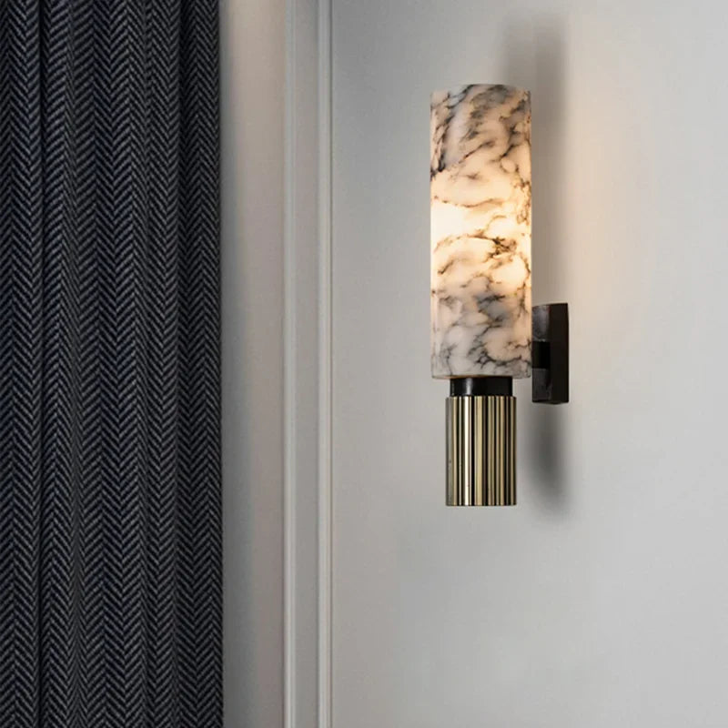 Lampada da Parete in Marmo e Rame Astra per Camere da Letto e Corridoi