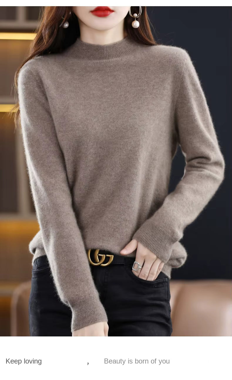 Aurora Kvinders 100% Ren Uld Cashmere Sweater til Efterår og Vinter | Fervei