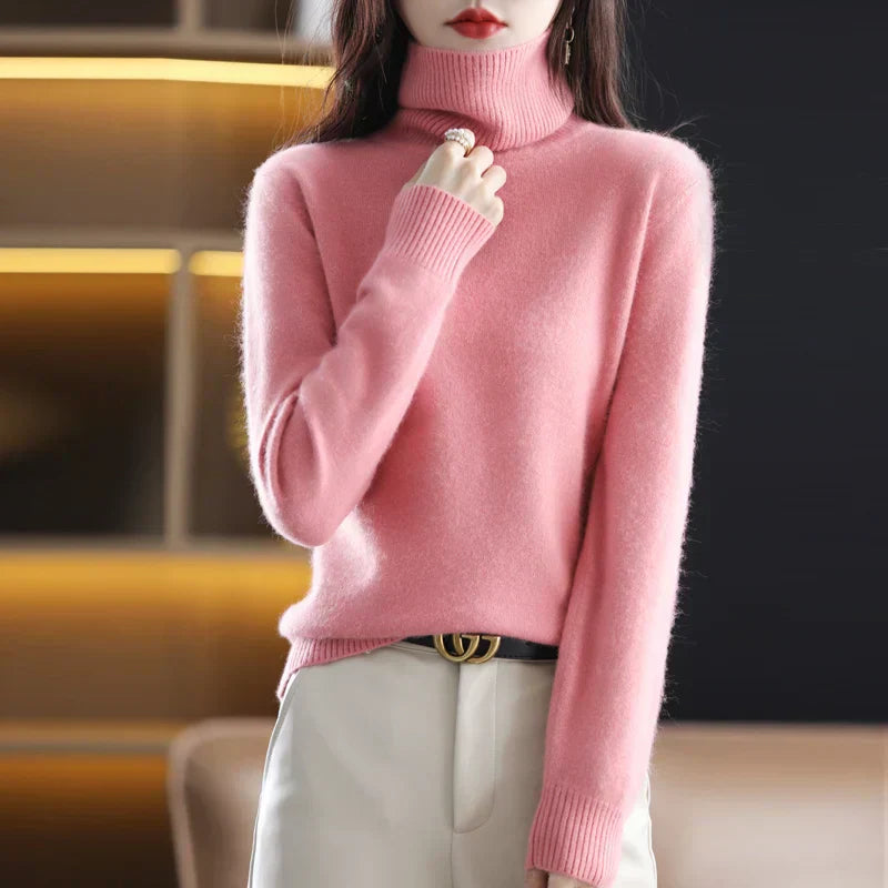 Emma 100 Percent Pure Cashmere Sweater With High Neck For Autumn And Winter