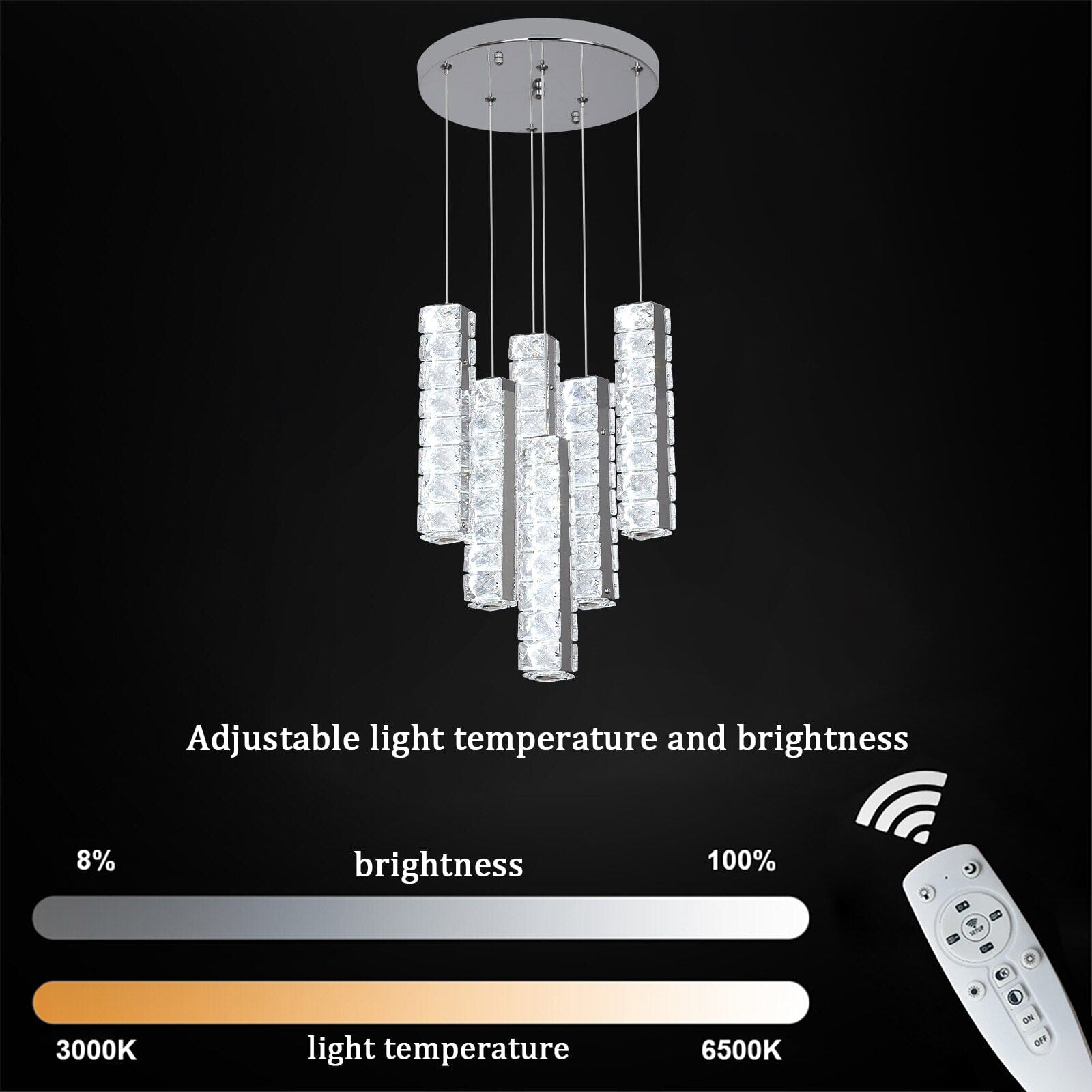 Lumina cylinder krystal LED lysekrone til stuer