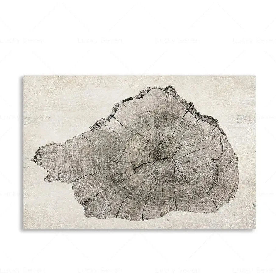 Artă de perete cu inele de copac abstracte, rustică, modernă, imprimare inspirată de natură