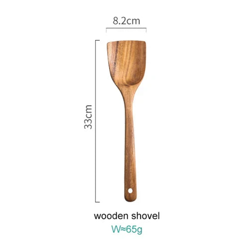 Eight-Piece Acacia Wood Kitchen Set With Holder For Everyday Cooking