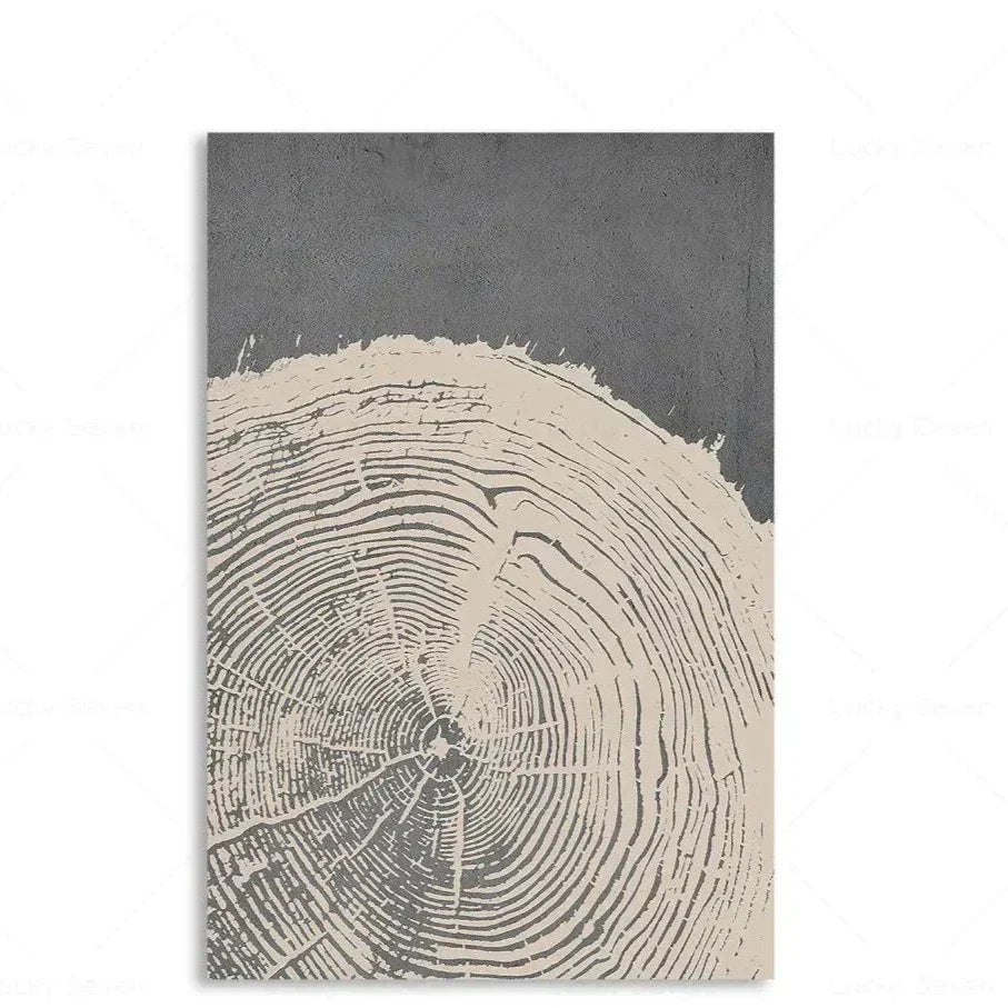 Artă de perete cu inele de copac abstracte, rustică, modernă, imprimare inspirată de natură