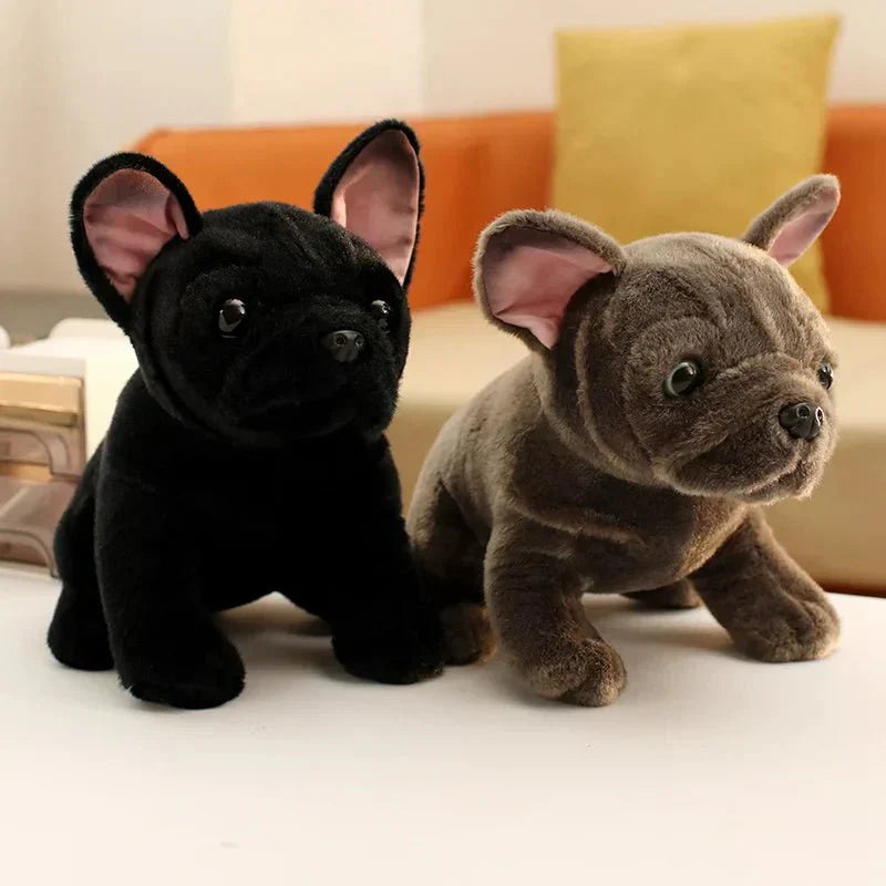 Bulldog Buddy Realistic Plush Toy 28 Cm in Black and Gray