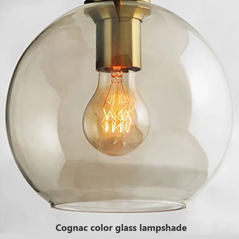 Lampada a sospensione in vetro industriale nordico con LED, stile moderno di lusso
