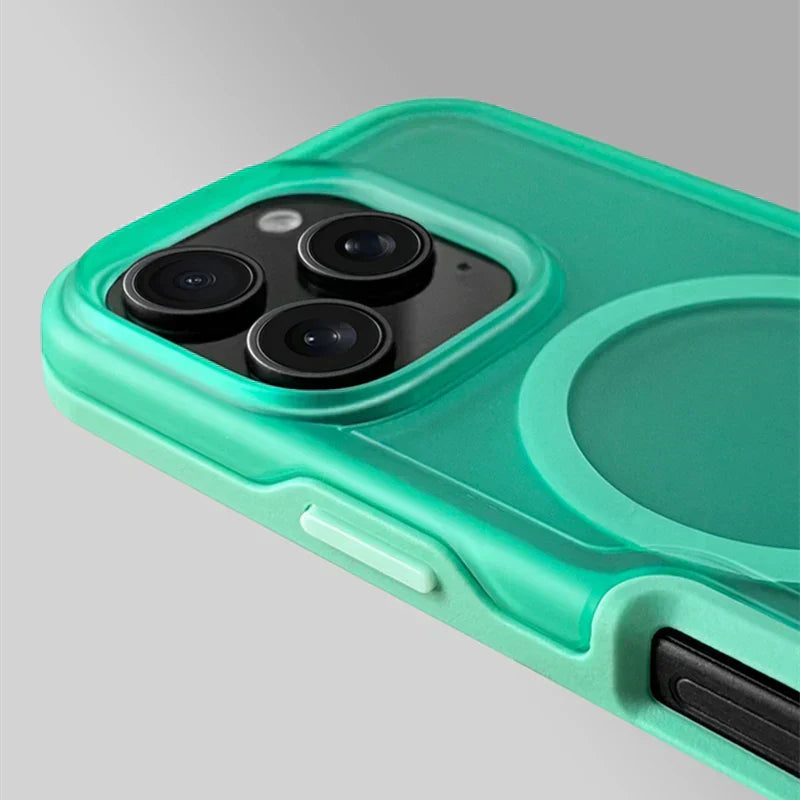 Neon beskyttelsesetui til iPhone med skridsikkert greb og magnetisk bagside