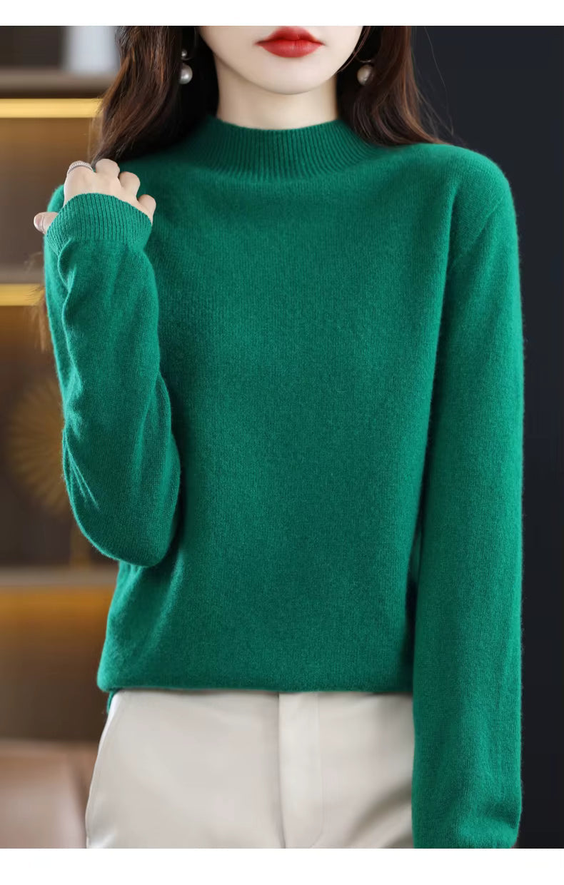 Aurora Kvinders 100% Ren Uld Cashmere Sweater til Efterår og Vinter | Fervei