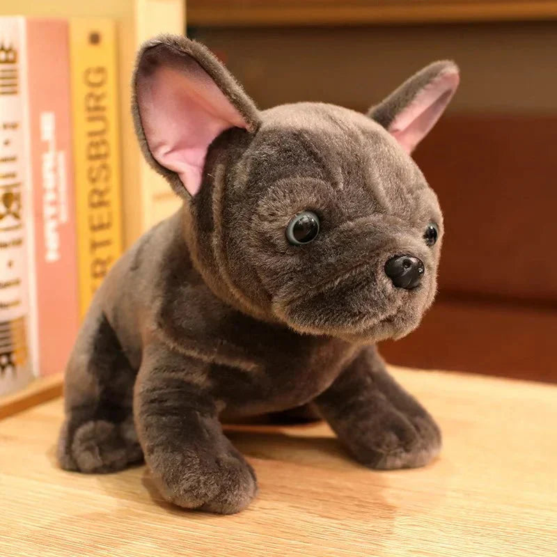 Bulldog Buddy Realistic Plush Toy 28 Cm in Black and Gray
