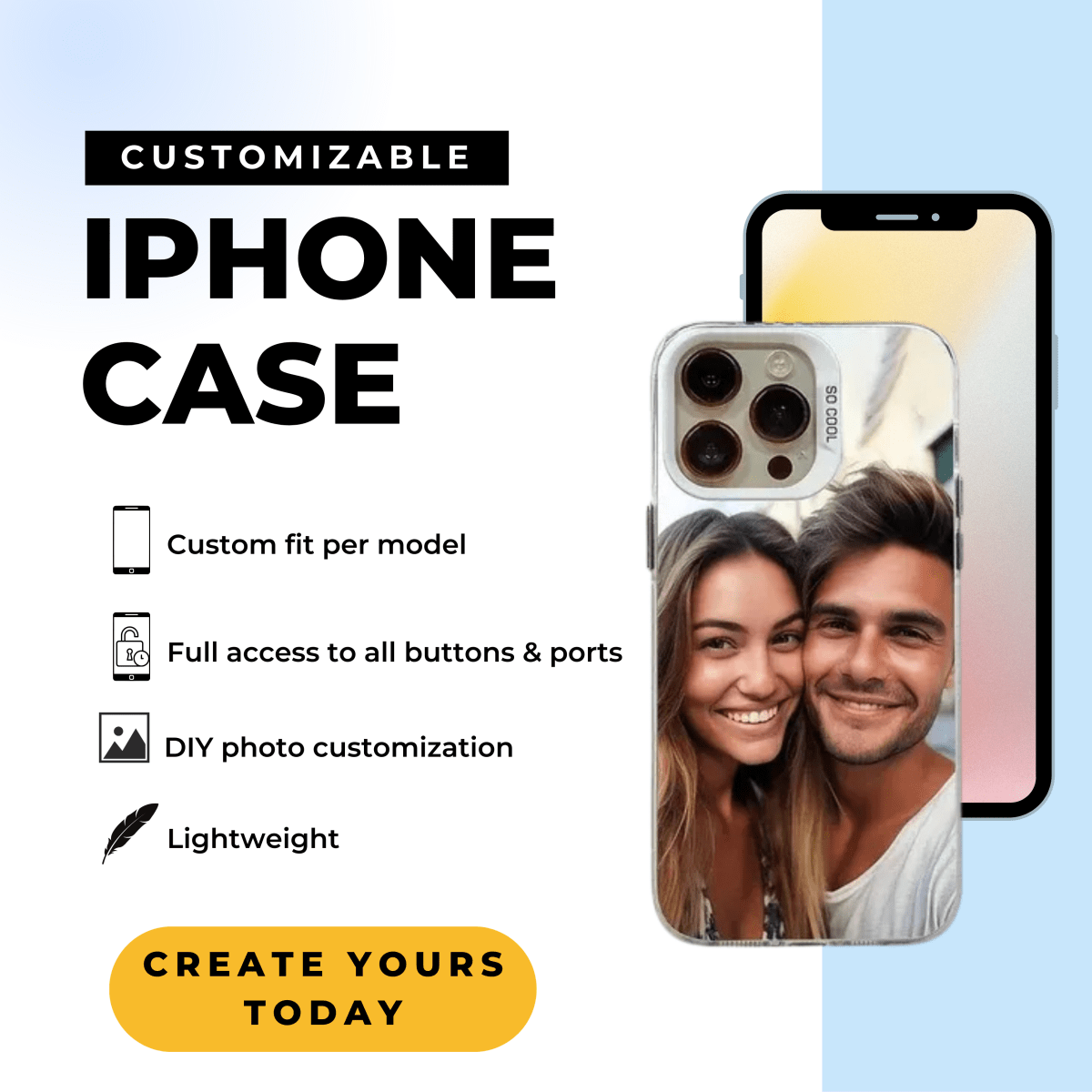 NovaShield Shock-Resistant iPhone Case With Photo Customization