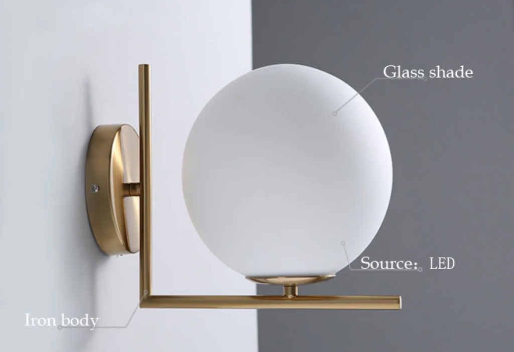 Lumina Orb Nástěnné svítidlo s plovoucí skleněnou koulí, minimalistické