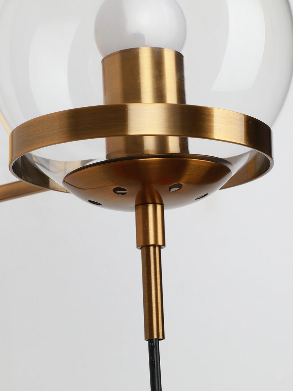 Nova Wandleuchte mit Ständer und Glaskugel im Metallring