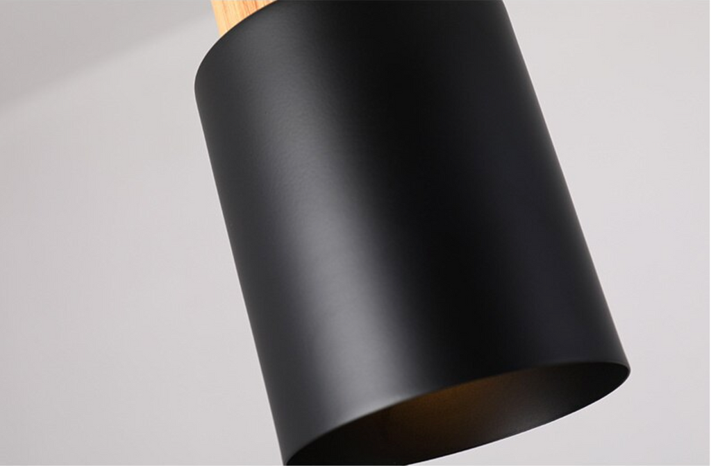 Aurelo Wood & Metal Cylinder Pendant Light Brushed Nickel