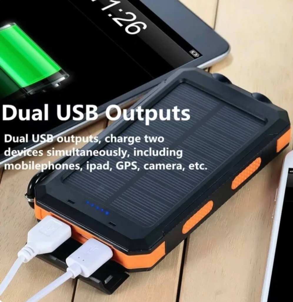 Solar Power Bank Portable Waterproof Outdoor Travel Charger