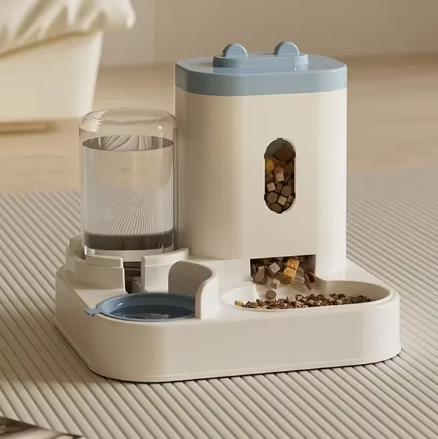 Comedero para gatos 2 en 1 con fuente de agua, alimentador automático, capacidad de 2300 ml