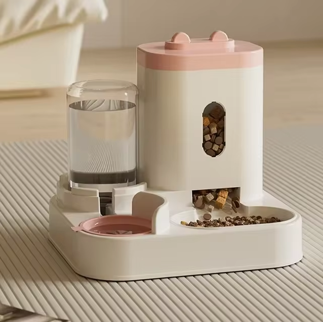 Comedero para gatos 2 en 1 con fuente de agua, alimentador automático, capacidad de 2300 ml