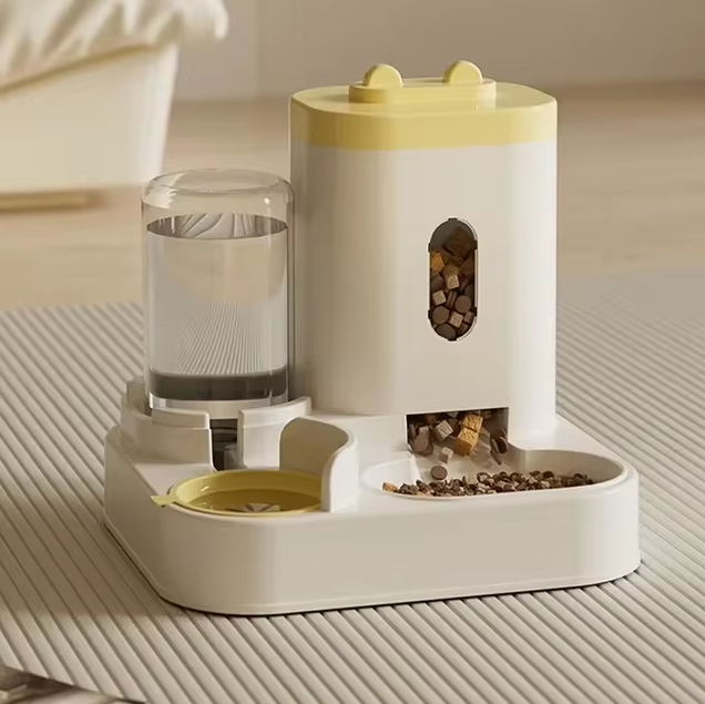 Comedero para gatos 2 en 1 con fuente de agua, alimentador automático, capacidad de 2300 ml
