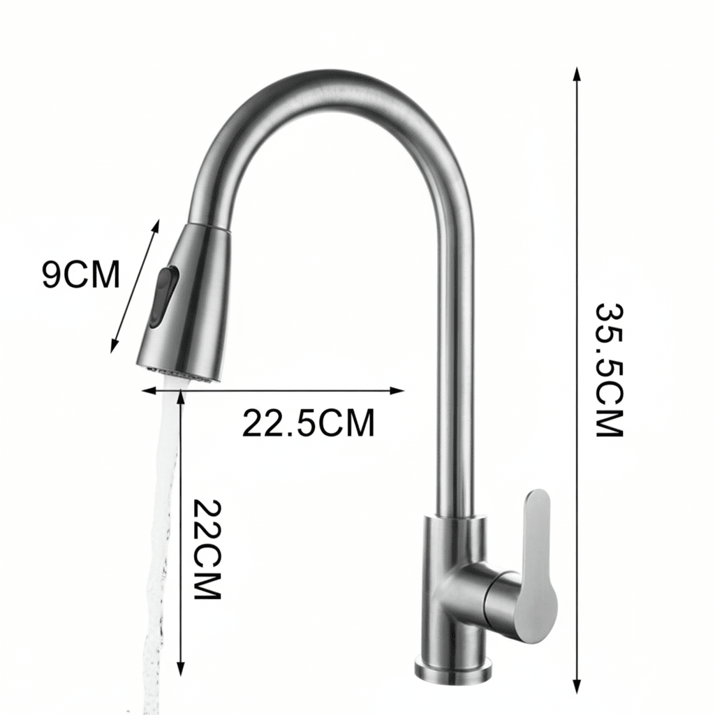 AureaFlow Elegant Kitchen Faucet With Pull Out Function And 360 Degree Rotation